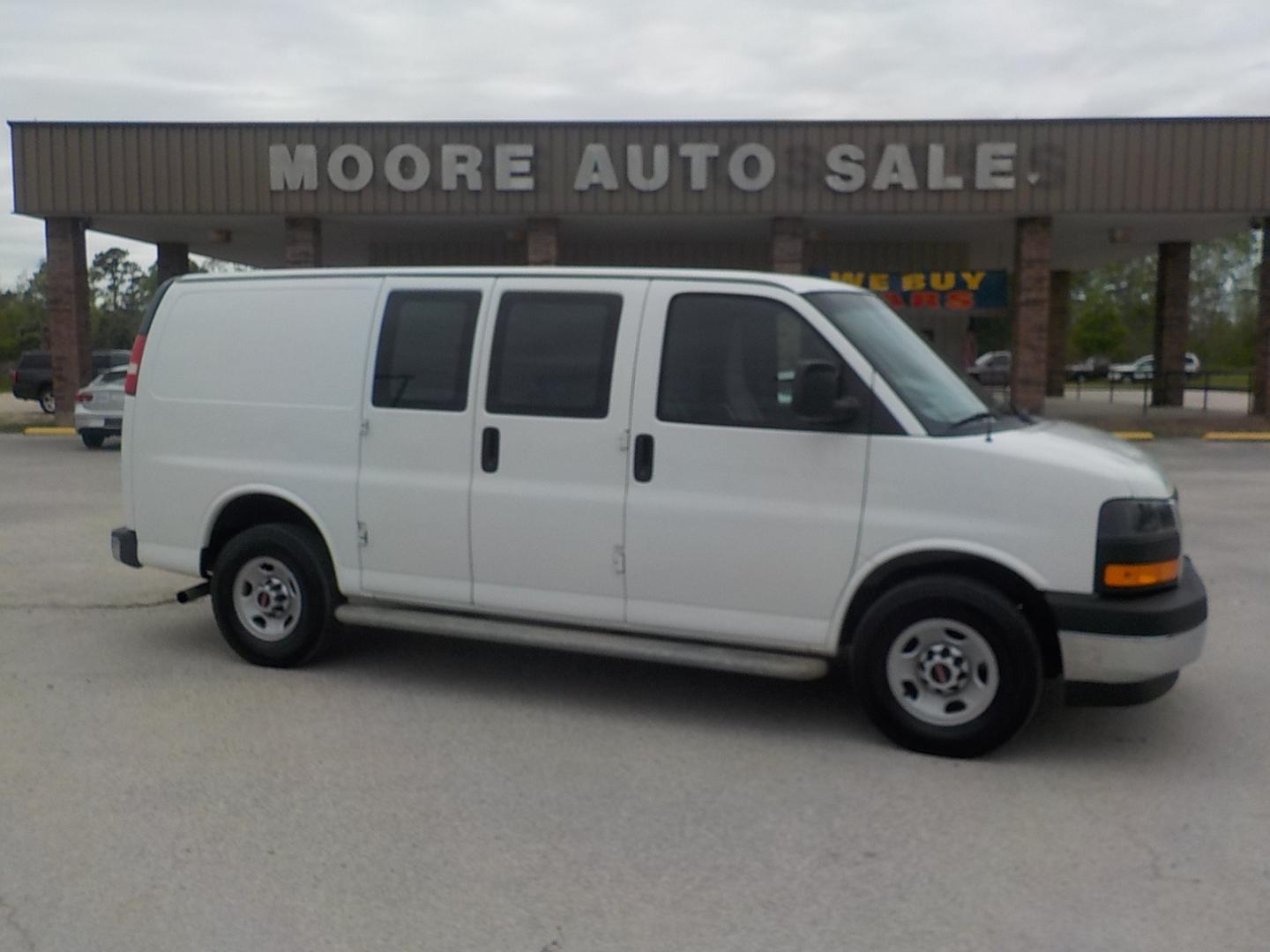 2017 White /Gray GMC Savana (1GTW7AFF8H1) with an 4.8L V8 engine, Automatic transmission, located at 1617 W Church Street, Livingston, TX, 77351, (936) 327-3600, 30.710995, -94.951157 - Hard to find work van here! This is a great value for somebody looking for a cargo van! Extremely clean for what it is! - Photo#0